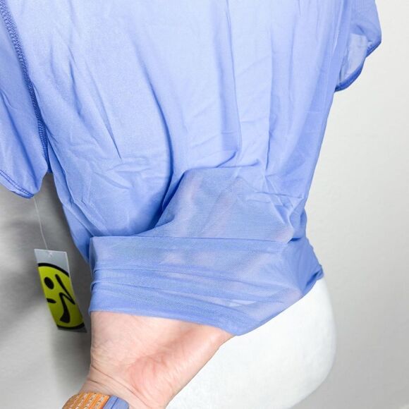 Zumba NWT! Women’s Flash Crop Top in Orbit Blue Sheer Sides & Back Size M - Picture 7 of 7